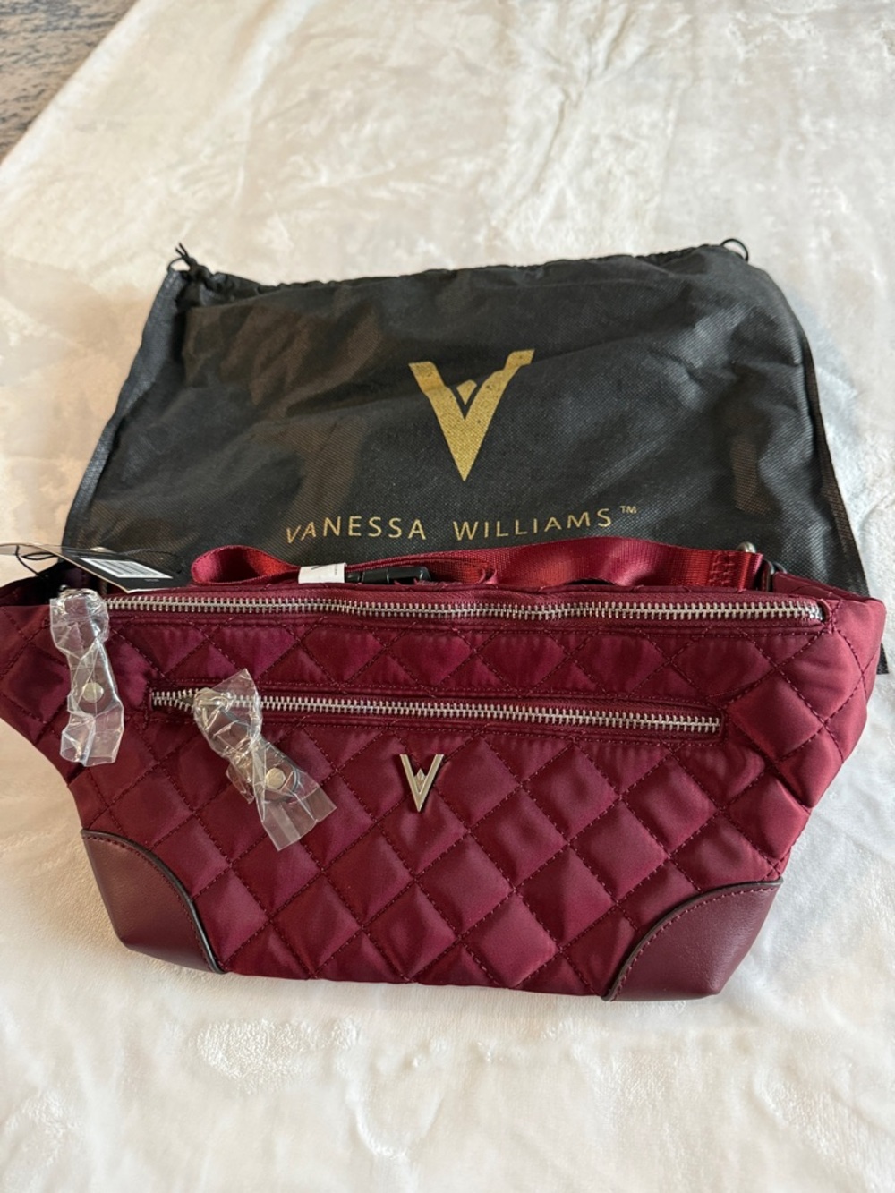 Vanessa Williams Quilted Crossbody Bag in Burgundy
